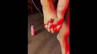 Naughty Nurse's Lotion Feet In Sex Swing