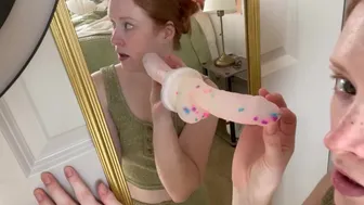 Redhead Gags & Cries Sucking Dildo