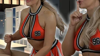 Cheerleader Does Risky & Fast Handjob In Public Locker Room