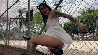 How To Ride A Bike While I Fuck My Pussy With A Dildo