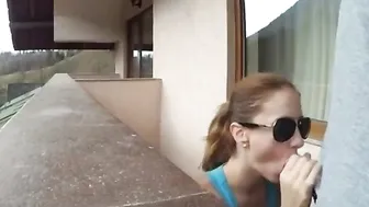 Amateur Quick Sex In The Balcony Of A Hotel Room In Holiday