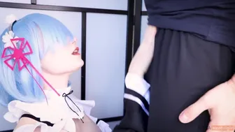 Rem Servicing Natsuki Subaru (Sloppy And Messy Blowjob, Facefuck) Re:zero