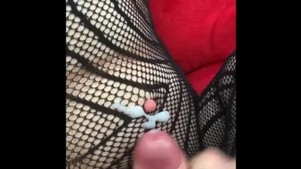 Cum On Her Exposed Nipple While Getting My Balls Licked