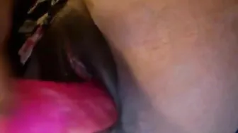 Black Pussy With Pink Dildo