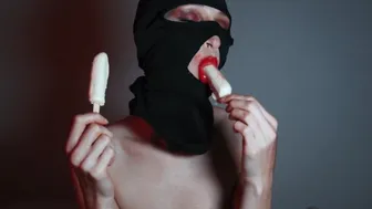 Sexy Asmr Blowjob With Ice Cream From A Girl In A Balaclava