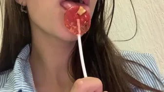 This Lustful Bitch Sucks Candy And Dreams Of A Big Dick