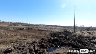 Naked Russian Girl Walks On The Farm