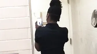 Brown Hottie Shows Off In Work Bathroom