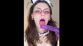 Schoolgirl Gives Her First Blowjob And Drools?Watch Till The End