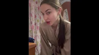 The Brunette Beautifies Herself In Her Dressing Gown