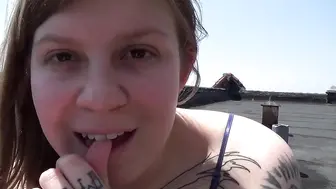 Amateur Tattooed Girl Shows Off Big Tits, Tight Pussy, & Asshole On Rooftop