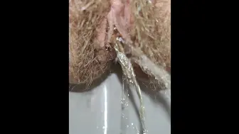 Long Haired Pussy Pissing In The Morning Close Up With A Delicious Fart