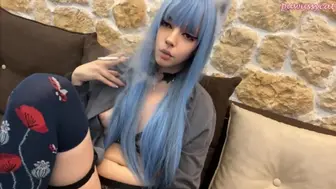 Blue Hair Student Girl Smoking In Your House (Full Vid On My 0Nlyfans/Manyvids)