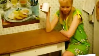 Blonde Girl Fucked At Kitchen Table