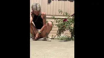 Piss Slut Pissing By Her Roses