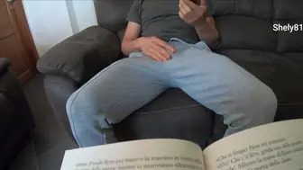 Shameless Stepson! While Stepmom Reads He Watches Porn, Has An Erection Pulls Out His Cock And Jerks