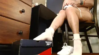 White Reebok Princess Sneakers Ruffled Socks Sexy Tease