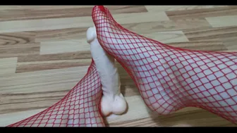 8 Inch Dildo Footjob Red Stockings Red Toes Homemade