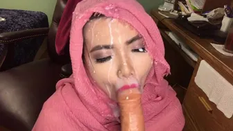 Hijabi Slut Gets Cum All Over Her Face Massive Cum Facial