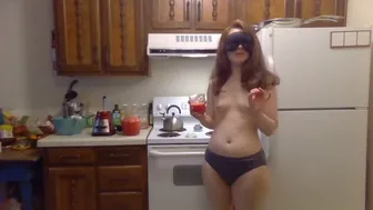 Masked Beauty Wields A Sharp Knife & Drinks A Watermelon! Naked In The Kitchen Episode 32