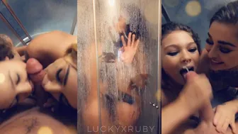 Caught In The Shower With My Hot Friend - Boyfriend Gets His Balls Drained