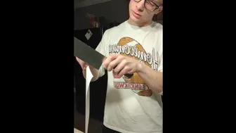 Stepbrother Flexes His Newly Sharpened Chef's Knife