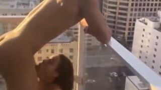 Big Tits Girl Gives Deep Blowjob On The Balcony Xxx Porn Video