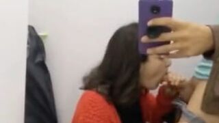 Blowjob In The Mall's Dressing Room By Horny Brunette Xxx Porn Video