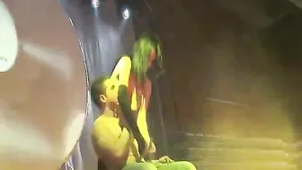 Stripper With Nice Tits Rubs Her Ass On A Guy's Cock On Stage