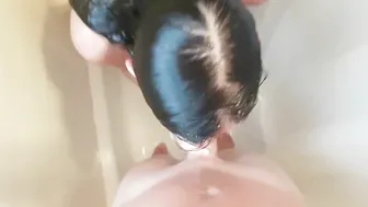 Brunette Sucks Dick In The Shower Under Running Water