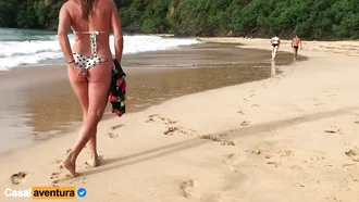 Attractive Chick With Tan Lines Enjoying Hardcore Loving On A Rocky Beach