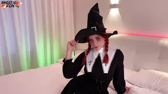 Big Booty Redhead Is Cosplaying As A Witch And Shows Her Perverted Side