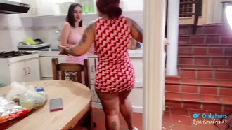 Lucky La Is Fucking With His Stepsister And His Girlfriend In The Kitchen