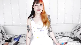 Attractive Persephone Pink Talking About Dick Sizes And Her Tight Pussy