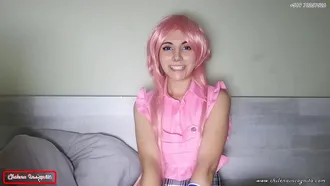 Cute Girl Is Wearing A Pink Wig While Saying That She Wants To Be Your Jerk Off Buddy