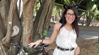 Madeleinemorales Rides Her Bike While Getting Her Tight Pussy Pounded With A Dildo