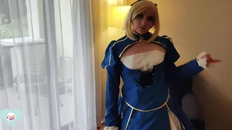 Candy Camille Cosplay Babe Artoria Saber Squirts While Using Sohimi Vibrator In Her Tight Pussy