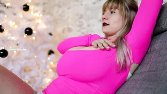 Samanta Lily Flaunts Massive Natural Boobs In Pink Shirt