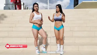 Hispanic Chicks Working Out In Public And Showing Their Sweaty Asses Outdoors