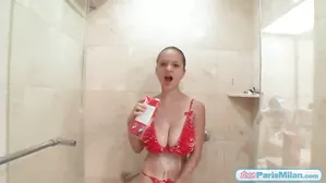 Big Boobs Paris Milan In Shower Show Off Tits