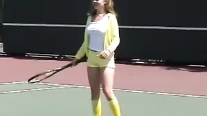 Teen Masturbates Outdoors After Tennis