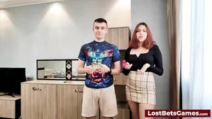 Sexy Redhead Loses A Game Of Strip Darts