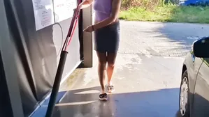 I Undress While Washing The Car At The Car Wash, Showing My Tits And Pussy In Public