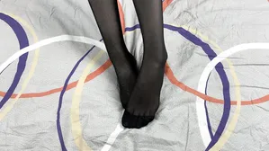 This Sexy Girl Loves Rubbing Her Legs In Black Nylon Pantyhose In Gentle Solo Video With Caresses