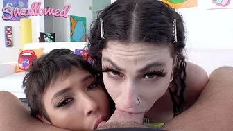 Brooklyn Gray And Lydia Black Gag Over Cock