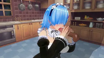 3D Hentai Rem Gives Sweet Blowjob With Cum