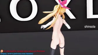 Hentai Mirai Akari Virtual Youtuber Mmd Undress Music Video Dance 3D Blonde Girl Dark Green Eyes