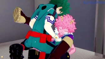 Mina Ashido And Izuku Midoriya Have Deep Sex In The Men's Restroom. - My Hero Academia Hentai