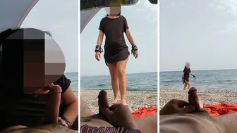 Dick Flash - A Girl Caught Me Jerking Off In Public Beach And Help Me Cum - Misscreamy