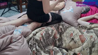 Wife Talking To Husband And Taking Her Friend's Cock Part 1